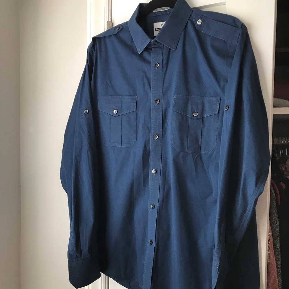 EXPRESS MK2 Fitted Stretch Cotton Button Down